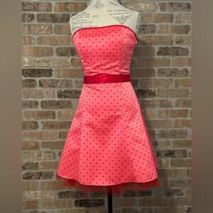 Vintage Jessica McClintock for Gunne Sax pink red rockabilly polka dot dress s 5